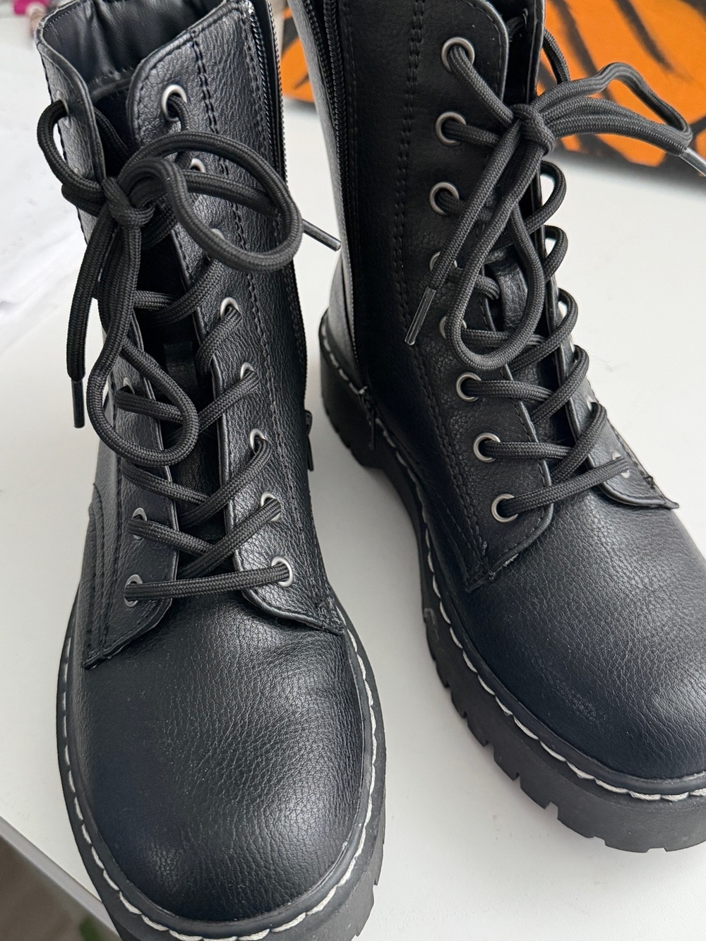 Size 6.5 Sincerly Jules Black Lace-Up Combat Boots
